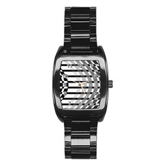 Nine Bar Monochrome Fade Squared Bend Stainless Steel Barrel Watch by WetdryvacsLair