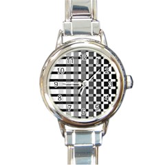 Nine Bar Monochrome Fade Squared Pulled Inverted Round Italian Charm Watch by WetdryvacsLair