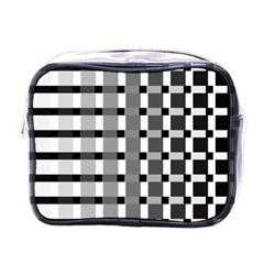 Nine Bar Monochrome Fade Squared Pulled Inverted Mini Toiletries Bag (one Side) by WetdryvacsLair