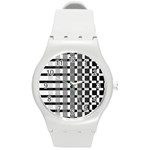 Nine Bar Monochrome Fade Squared Pulled Inverted Round Plastic Sport Watch (M) Front