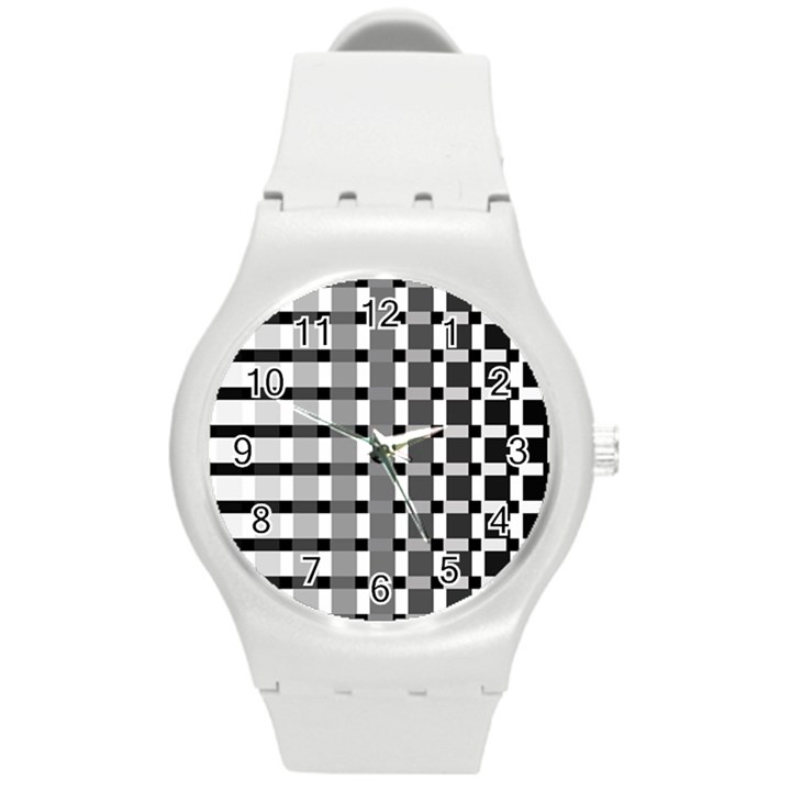 Nine Bar Monochrome Fade Squared Pulled Inverted Round Plastic Sport Watch (M)