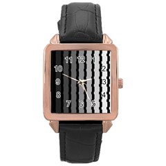 Nine Bar Monochrome Fade Squared Pulled Rose Gold Leather Watch  by WetdryvacsLair