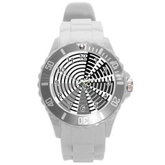 Nine Bar Monochrome Fade Squared Wheel Round Plastic Sport Watch (l) by WetdryvacsLair