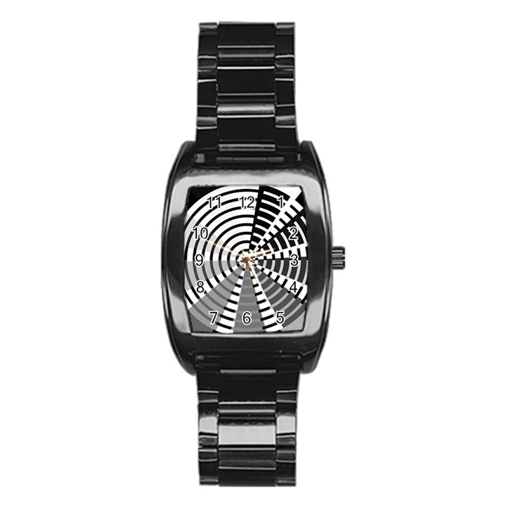 Nine Bar Monochrome Fade Squared Wheel Stainless Steel Barrel Watch