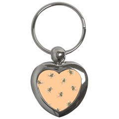 Delicate Decorative Seamless  Pattern With  Fairy Fish On The Peach Background Key Chain (heart)