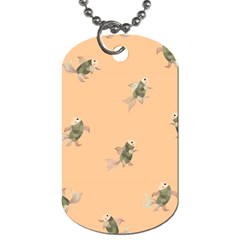 Delicate Decorative Seamless  Pattern With  Fairy Fish On The Peach Background Dog Tag (one Side) by EvgeniiaBychkova