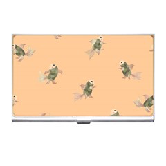 Delicate Decorative Seamless  Pattern With  Fairy Fish On The Peach Background Business Card Holder by EvgeniiaBychkova