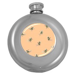 Delicate Decorative Seamless  Pattern With  Fairy Fish On The Peach Background Round Hip Flask (5 Oz) by EvgeniiaBychkova