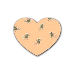 Delicate Decorative Seamless  Pattern With  Fairy Fish On The Peach Background Heart Coaster (4 Pack)  by EvgeniiaBychkova