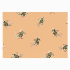 Delicate Decorative Seamless  Pattern With  Fairy Fish On The Peach Background Large Glasses Cloth by EvgeniiaBychkova