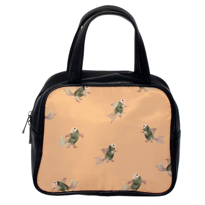 Delicate decorative seamless  pattern with  fairy fish on the peach background Classic Handbag (One Side)