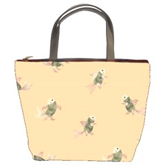 Delicate Decorative Seamless  Pattern With  Fairy Fish On The Peach Background Bucket Bag by EvgeniiaBychkova