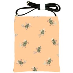 Delicate Decorative Seamless  Pattern With  Fairy Fish On The Peach Background Shoulder Sling Bag by EvgeniiaBychkova