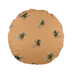 Delicate Decorative Seamless  Pattern With  Fairy Fish On The Peach Background Standard 15  Premium Round Cushions by EvgeniiaBychkova