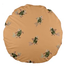 Delicate Decorative Seamless  Pattern With  Fairy Fish On The Peach Background Large 18  Premium Round Cushions by EvgeniiaBychkova