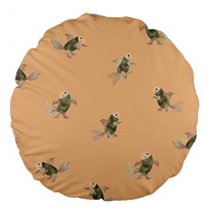 Delicate Decorative Seamless  Pattern With  Fairy Fish On The Peach Background Large 18  Premium Flano Round Cushions by EvgeniiaBychkova