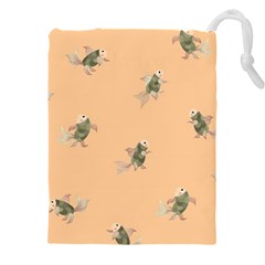 Delicate Decorative Seamless  Pattern With  Fairy Fish On The Peach Background Drawstring Pouch (4xl) by EvgeniiaBychkova