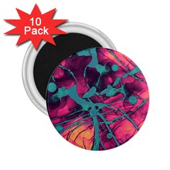 Pink And Turquoise Alcohol Ink 2 25  Magnets (10 Pack)  by Dazzleway