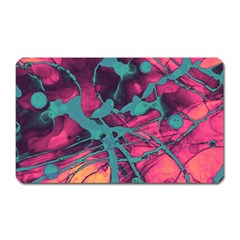 Pink And Turquoise Alcohol Ink Magnet (rectangular) by Dazzleway