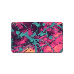 Pink And Turquoise Alcohol Ink Magnet (name Card) by Dazzleway