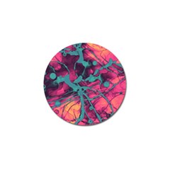 Pink And Turquoise Alcohol Ink Golf Ball Marker by Dazzleway