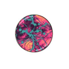 Pink And Turquoise Alcohol Ink Hat Clip Ball Marker by Dazzleway