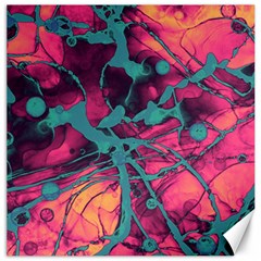 Pink And Turquoise Alcohol Ink Canvas 12  X 12  by Dazzleway