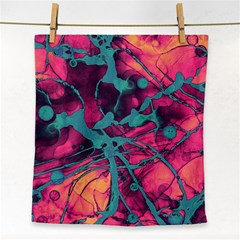 Pink And Turquoise Alcohol Ink Face Towel by Dazzleway