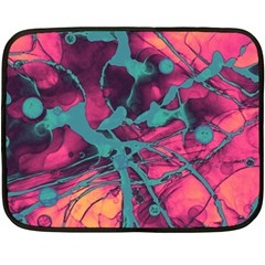 Pink And Turquoise Alcohol Ink Double Sided Fleece Blanket (mini)  by Dazzleway