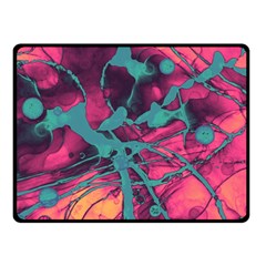 Pink And Turquoise Alcohol Ink Fleece Blanket (small) by Dazzleway