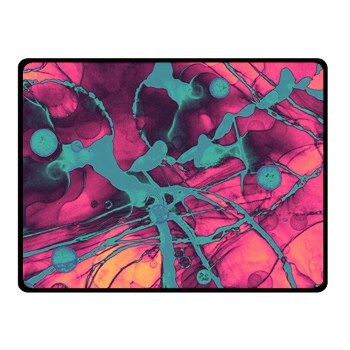 Pink and turquoise alcohol ink Fleece Blanket (Small)