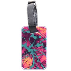 Pink And Turquoise Alcohol Ink Luggage Tag (two Sides) by Dazzleway