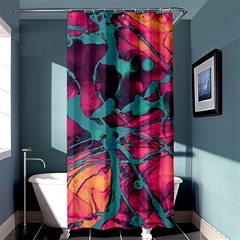 Pink And Turquoise Alcohol Ink Shower Curtain 36  X 72  (stall)  by Dazzleway