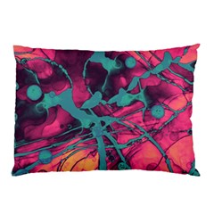 Pink And Turquoise Alcohol Ink Pillow Case (two Sides) by Dazzleway