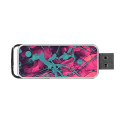 Pink And Turquoise Alcohol Ink Portable Usb Flash (one Side) by Dazzleway