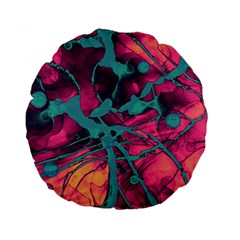 Pink And Turquoise Alcohol Ink Standard 15  Premium Round Cushions by Dazzleway