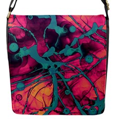 Pink And Turquoise Alcohol Ink Flap Closure Messenger Bag (s) by Dazzleway