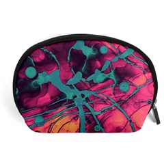 Pink And Turquoise Alcohol Ink Accessory Pouch (large) by Dazzleway