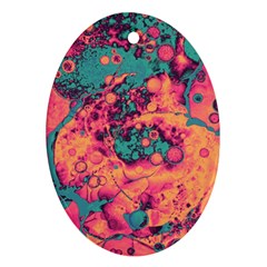 Orange And Turquoise Alcohol Ink  Ornament (oval) by Dazzleway