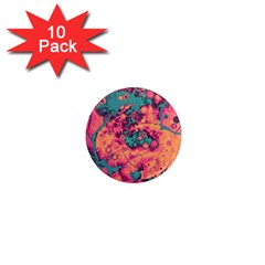 Orange And Turquoise Alcohol Ink  1  Mini Magnet (10 Pack)  by Dazzleway