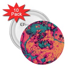 Orange And Turquoise Alcohol Ink  2 25  Buttons (10 Pack)  by Dazzleway