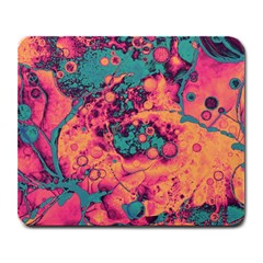 Orange And Turquoise Alcohol Ink  Large Mousepads by Dazzleway