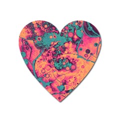 Orange And Turquoise Alcohol Ink  Heart Magnet by Dazzleway