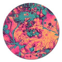 Orange And Turquoise Alcohol Ink  Magnet 5  (round) by Dazzleway