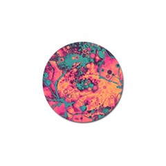 Orange And Turquoise Alcohol Ink  Golf Ball Marker by Dazzleway