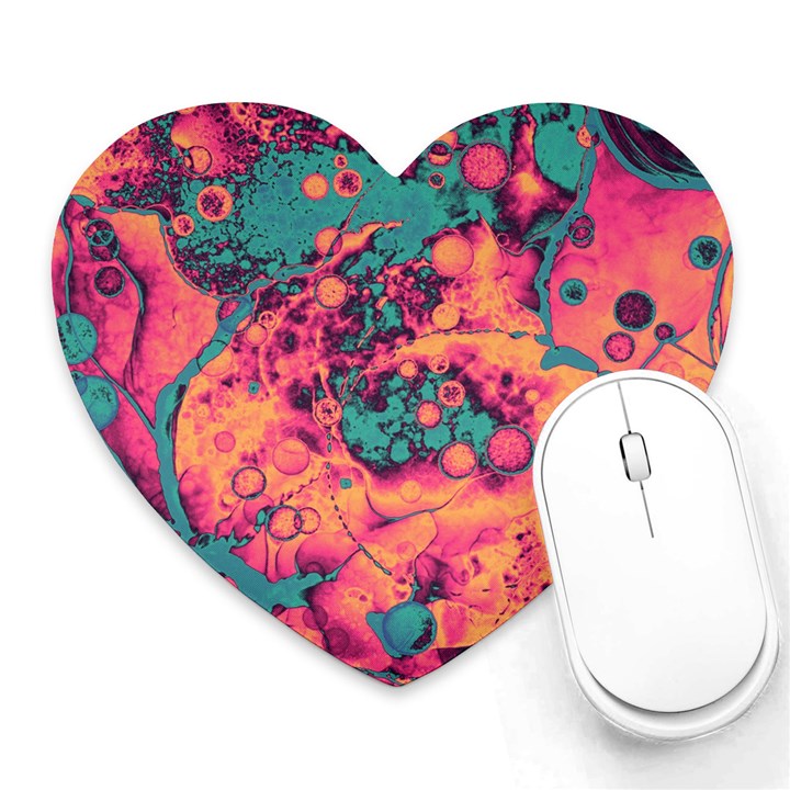 Orange and turquoise alcohol ink  Heart Mousepads