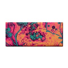 Orange And Turquoise Alcohol Ink  Hand Towel by Dazzleway