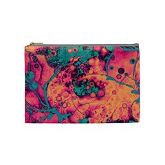 Orange And Turquoise Alcohol Ink  Cosmetic Bag (medium) by Dazzleway