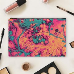 Orange And Turquoise Alcohol Ink  Cosmetic Bag (large) by Dazzleway