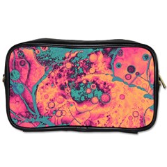 Orange And Turquoise Alcohol Ink  Toiletries Bag (one Side) by Dazzleway